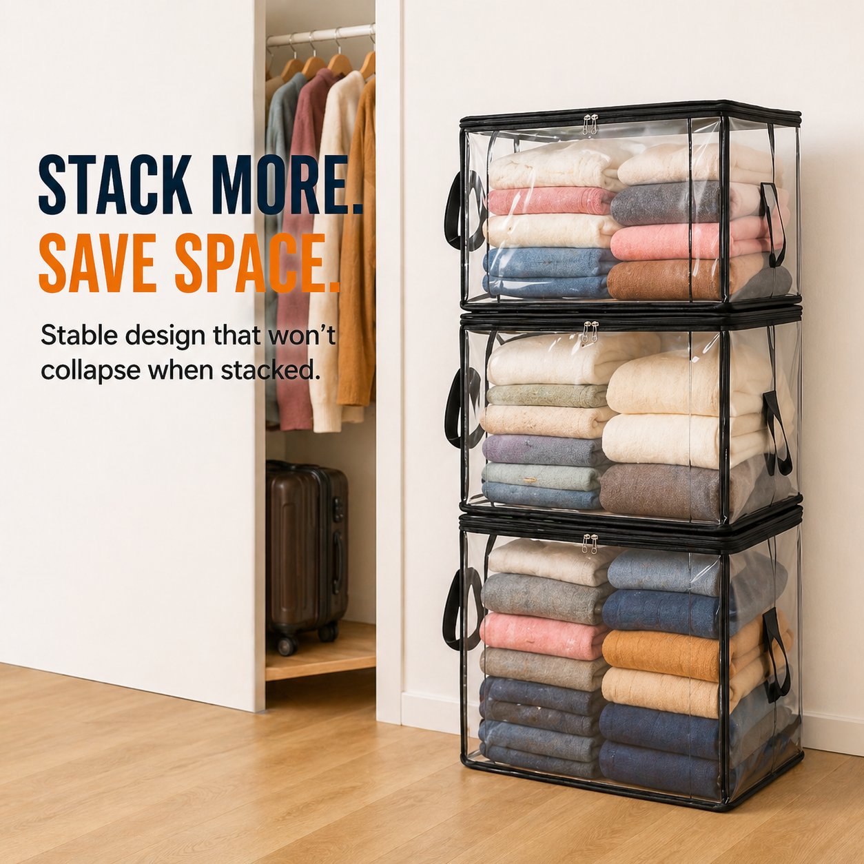 Large Clear Storage Box with Hinged Lid – Heavy-Duty High Capacity Organizer